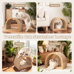 Avont Cat Scratcher House stable base highlights tipping-resistant design.