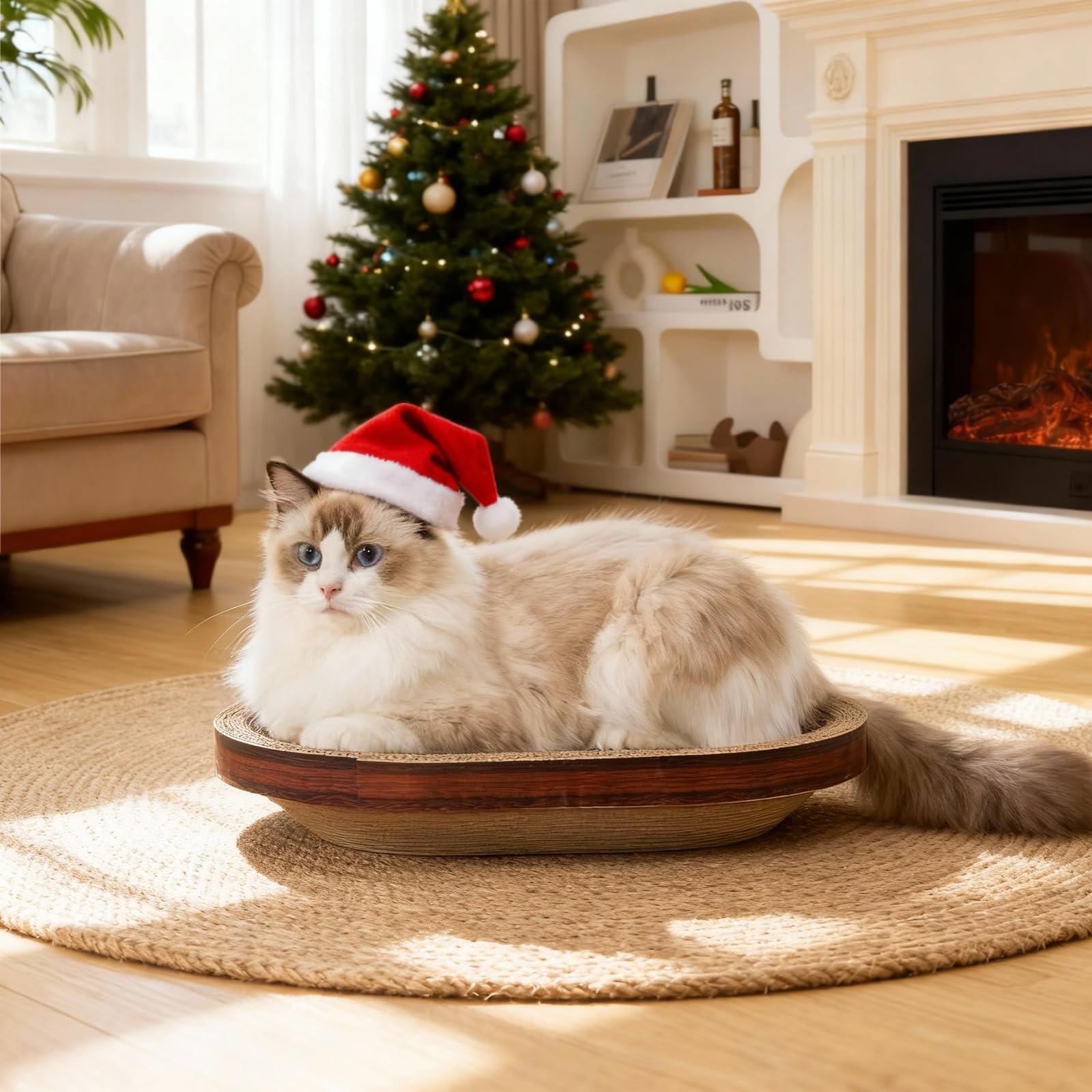 Avont Cat Scratcher Set bowl bed provides lounging comfort during relaxed breaks.