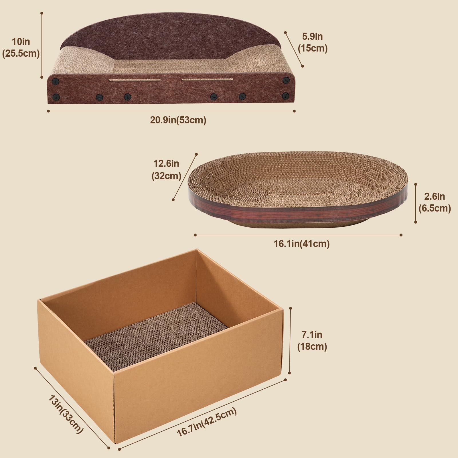 Avont Cat Scratcher Set durable cardboard stands up to daily scratching.