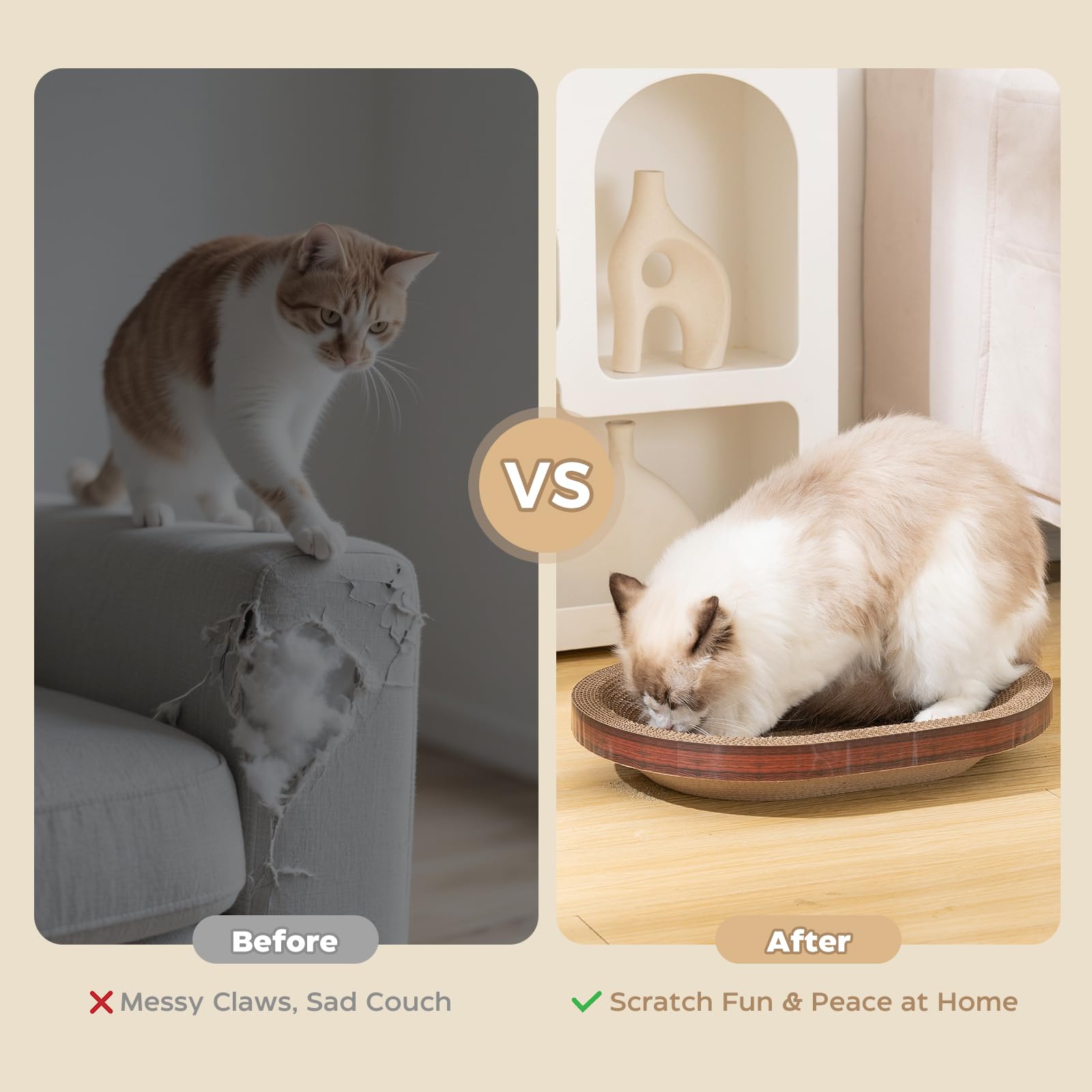 Avont Cat Scratcher Set stylish design blends with home décor.