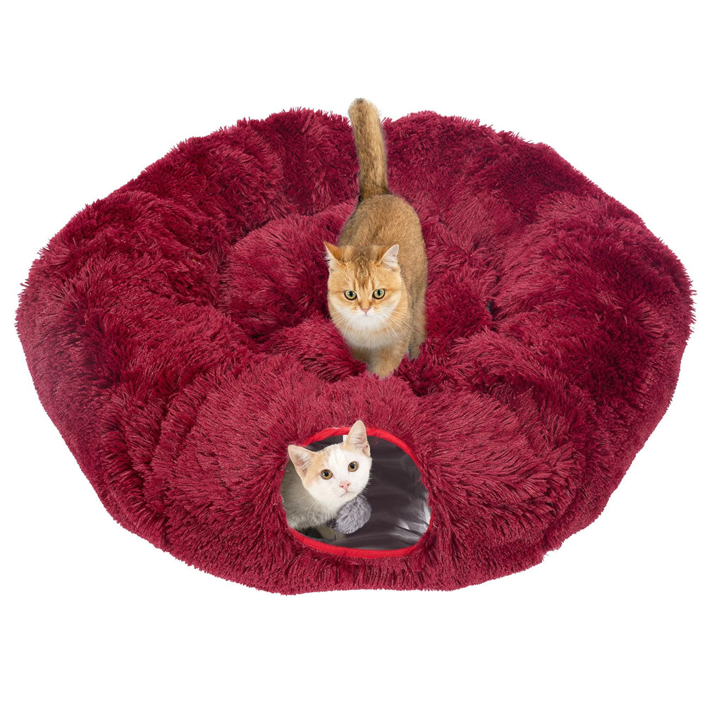 Avont cat tunnel bed with central cushion, cozy hideaway for playful cats and interactive enrichment