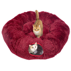 Avont cat tunnel bed with central cushion, cozy hideaway for playful cats and interactive enrichment