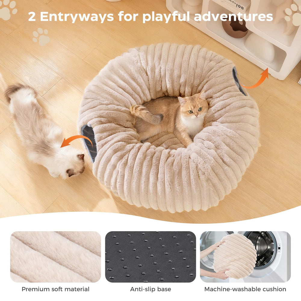 Avont Cat Tunnel Donut with toy balls and soft plush for cozy play.
