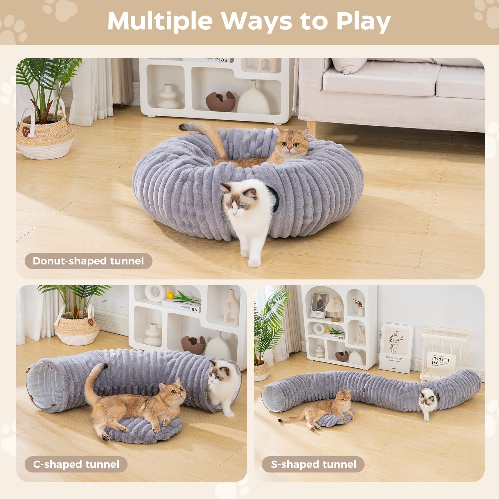 Avont Cat Tunnel under Christmas tree creates a safe festive play nook for cats.