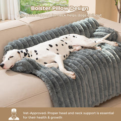 Avont dog bed mat shows non-skid bottom securing on sofa and protecting furniture.