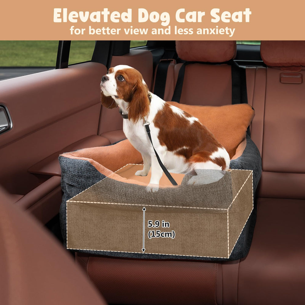 Avont dog car booster seat back-strap attachment ensures secure fit across seats.