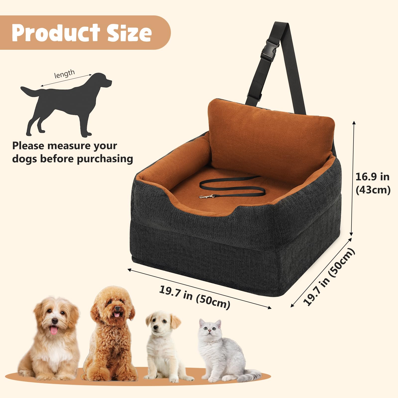 Avont dog car booster seat bolsters provide plush edges for comfy resting.
