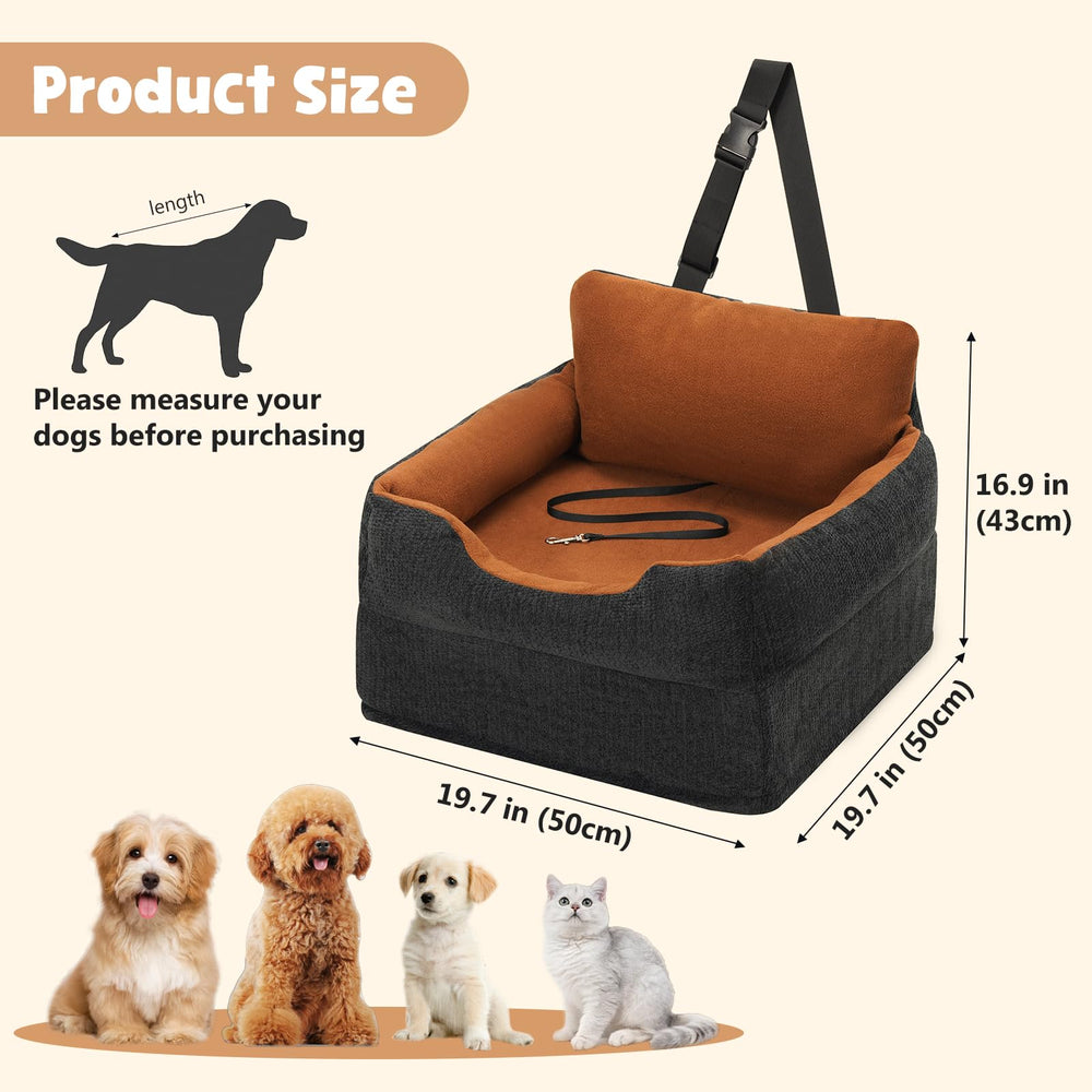 Avont dog car booster seat bolsters provide plush edges for comfy resting.