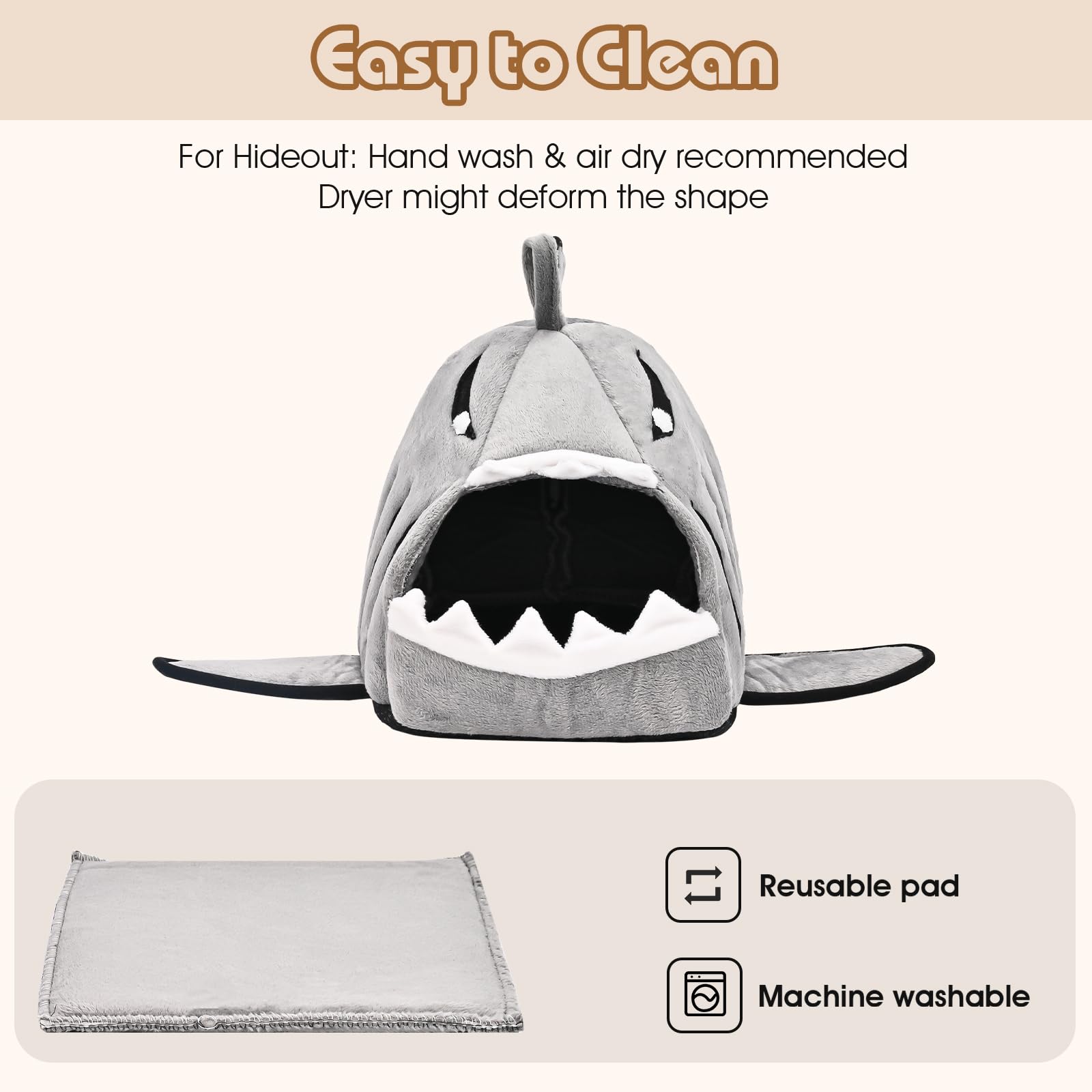 Avont hideouts feature a nonslip bottom for stable cage placement