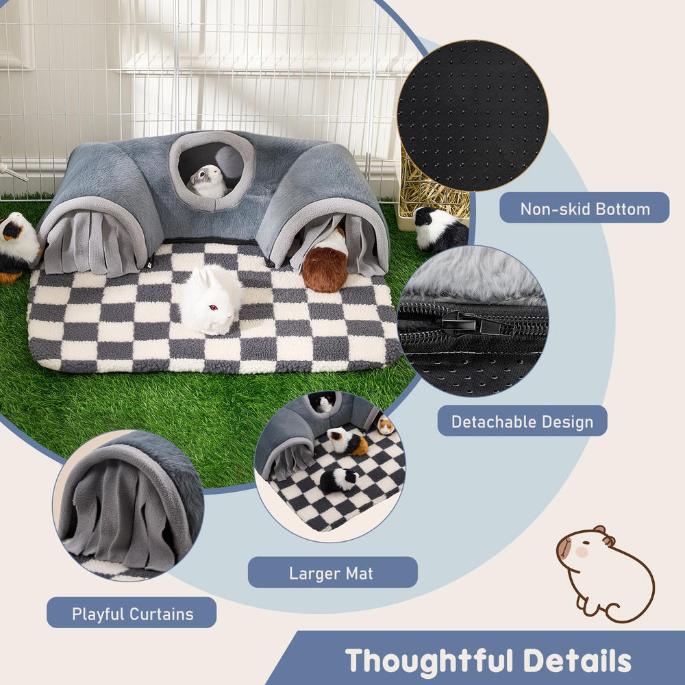Avont Guinea Pig Hideout Tunnel grey entrance fringe detail highlights playful habits and nesting cue