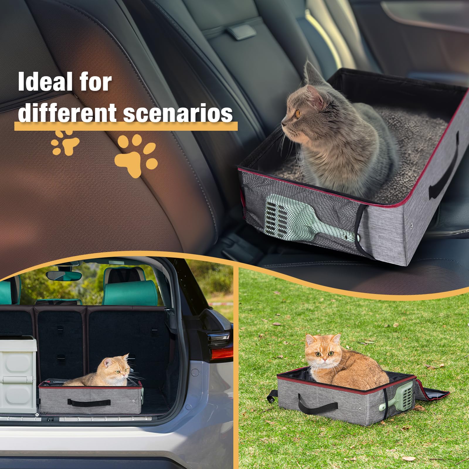 Avont scoop and ribbed mat keep litter contained and surfaces cleaner.