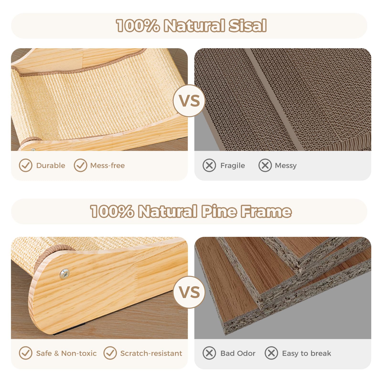 Avont Sisal Cat Scratcher Bed assembly image shows quick five-minute setup.