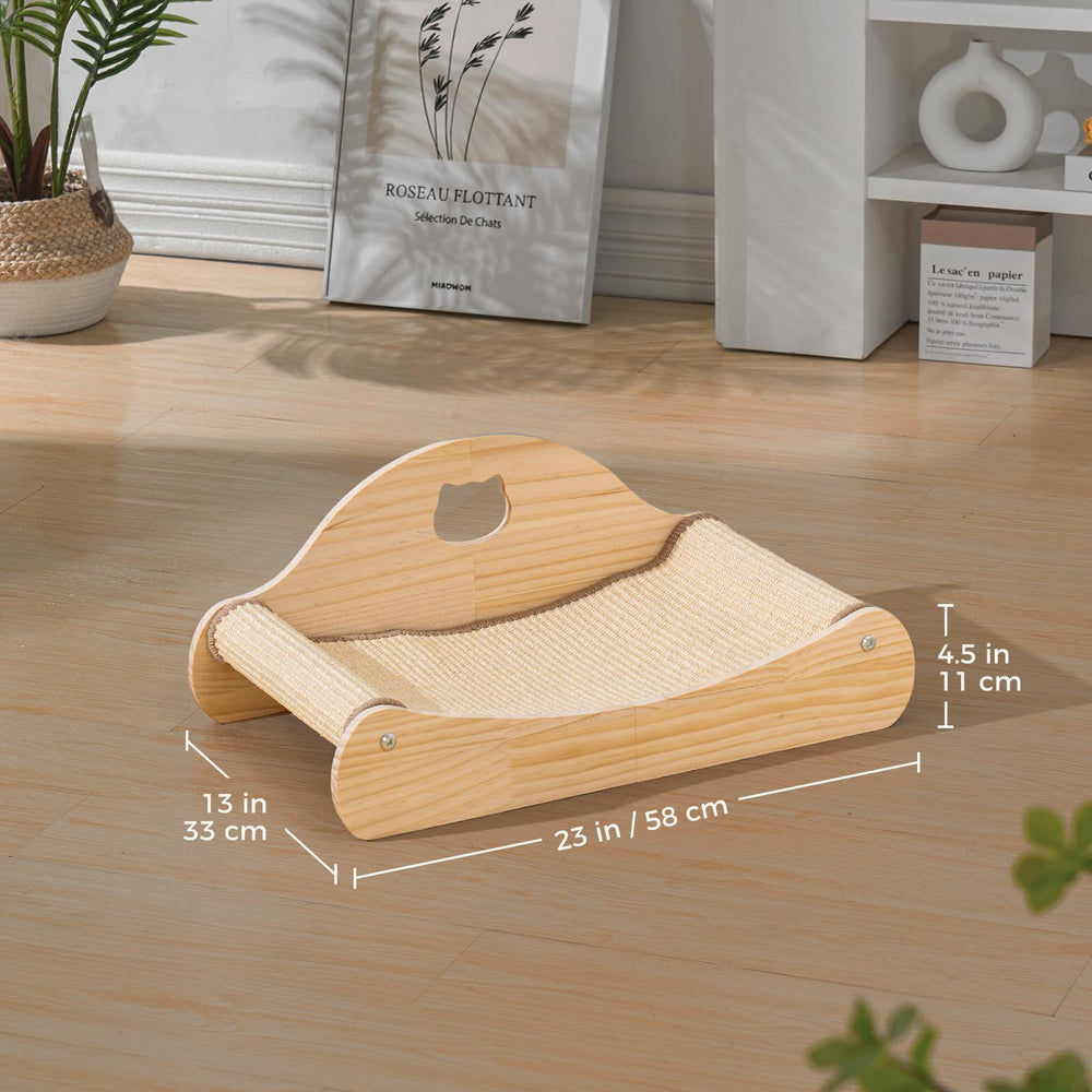 Avont Sisal Cat Scratcher Bed furniture-protector angle demonstrates space-saving protection for upholstery.