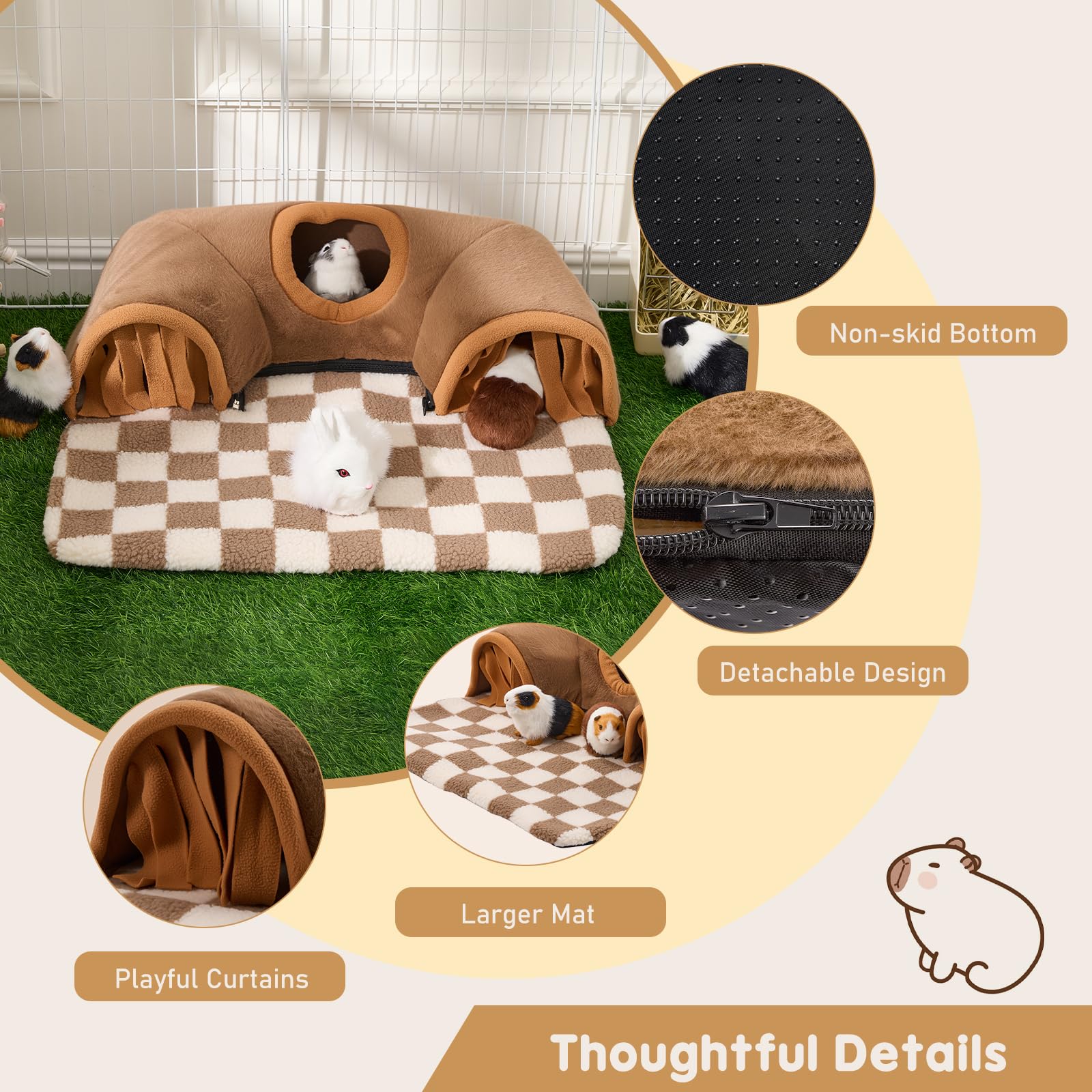 Avont soft plush fabric detail shows comforting texture and inviting nap spot.