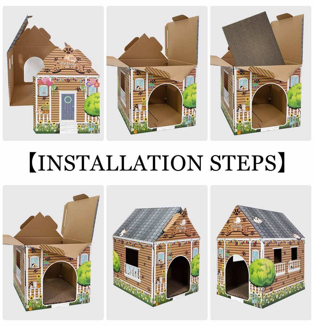 AVXINSOK cardboard cat house interior view with spacious resting space