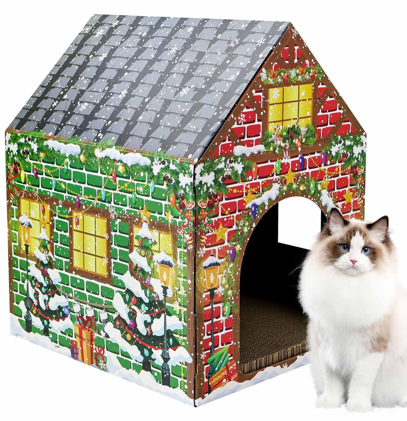 AVXINSOK Christmas Cat House – full view highlights roomy lounging space