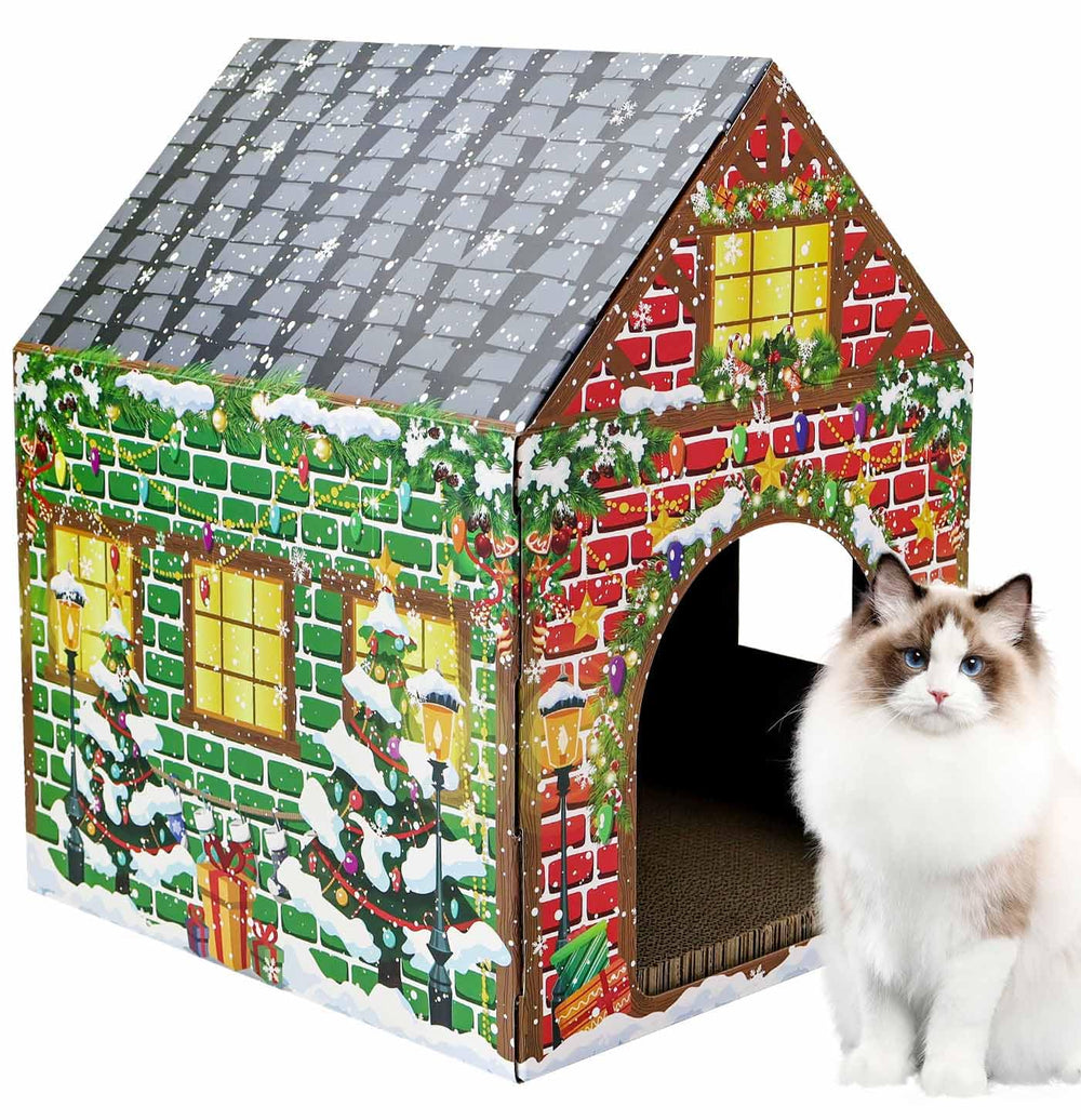 AVXINSOK Christmas Cat House – full view highlights roomy lounging space