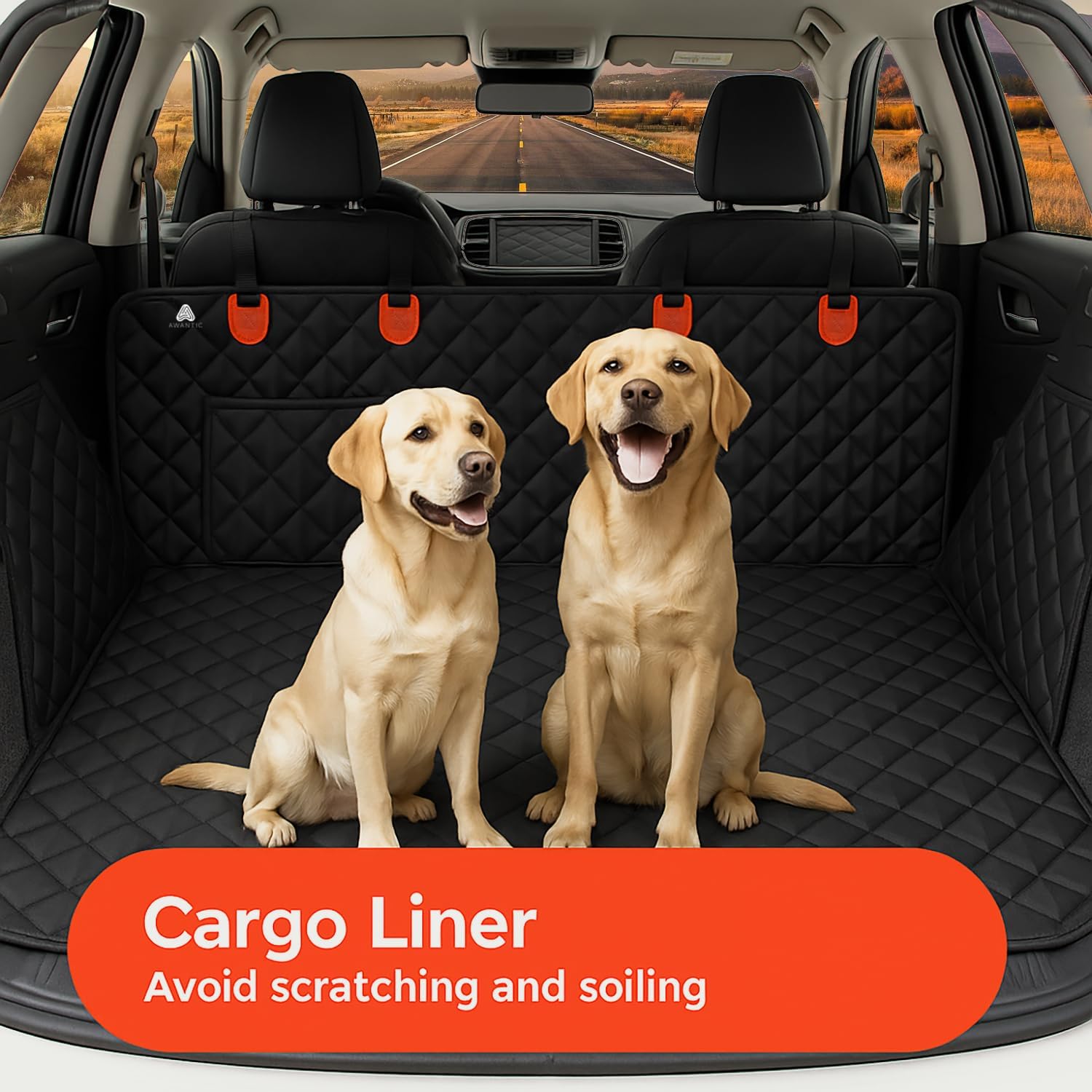 AWANTIC back-seat hammock setup shows secure fit for traveling pets