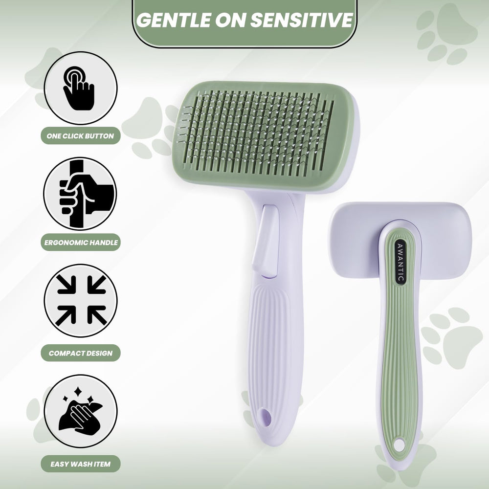 AWANTIC slicker brush undercoat removal targets hidden fur for healthier coat.