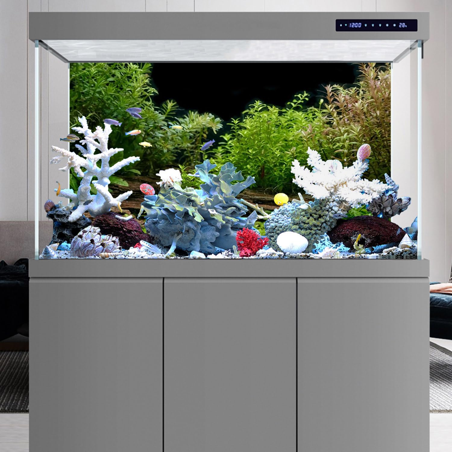 AWERT natural-aquarium-scene background adds serene habitat visuals for aquatic pets.