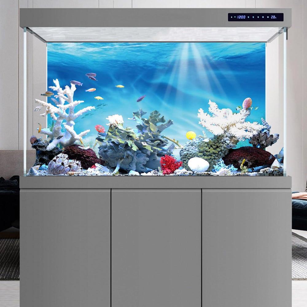 AWERT background with included EVA tape helps quick secure setup for tank with minimal bubbles.
