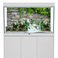 AWERT Vinyl rock fish tank background provides vivid scenery to hide cables.