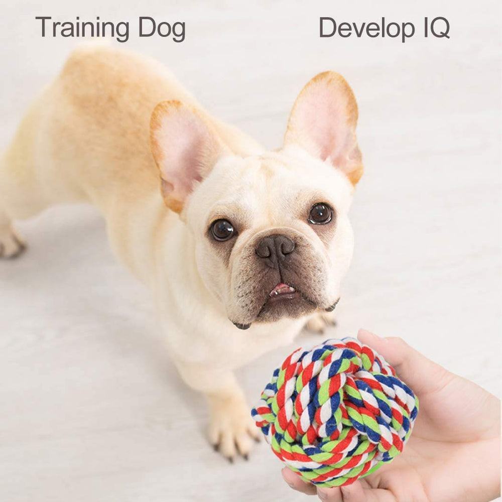 Awgusu Dog Rope Ball 2Pack closeup cotton fibers highlight safe, washable material.