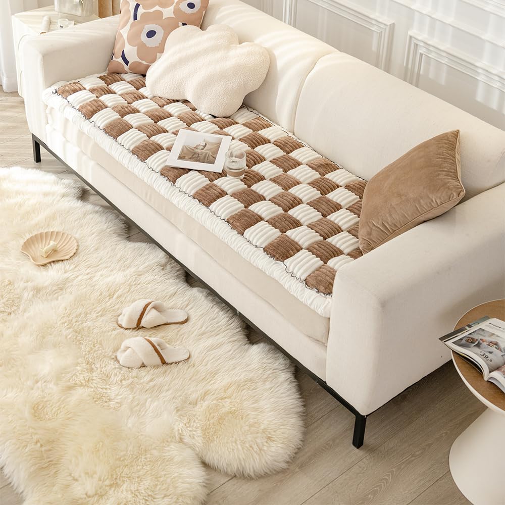 Awjcsv couch cover dark brown fabric closeup showing pet-friendly protection.