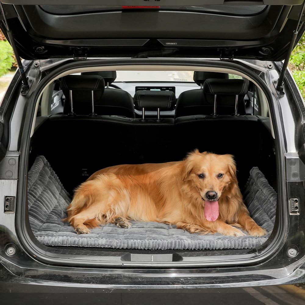 Awjcsv dog bed car cover in soft gray flannel delivers plush comfort during rides