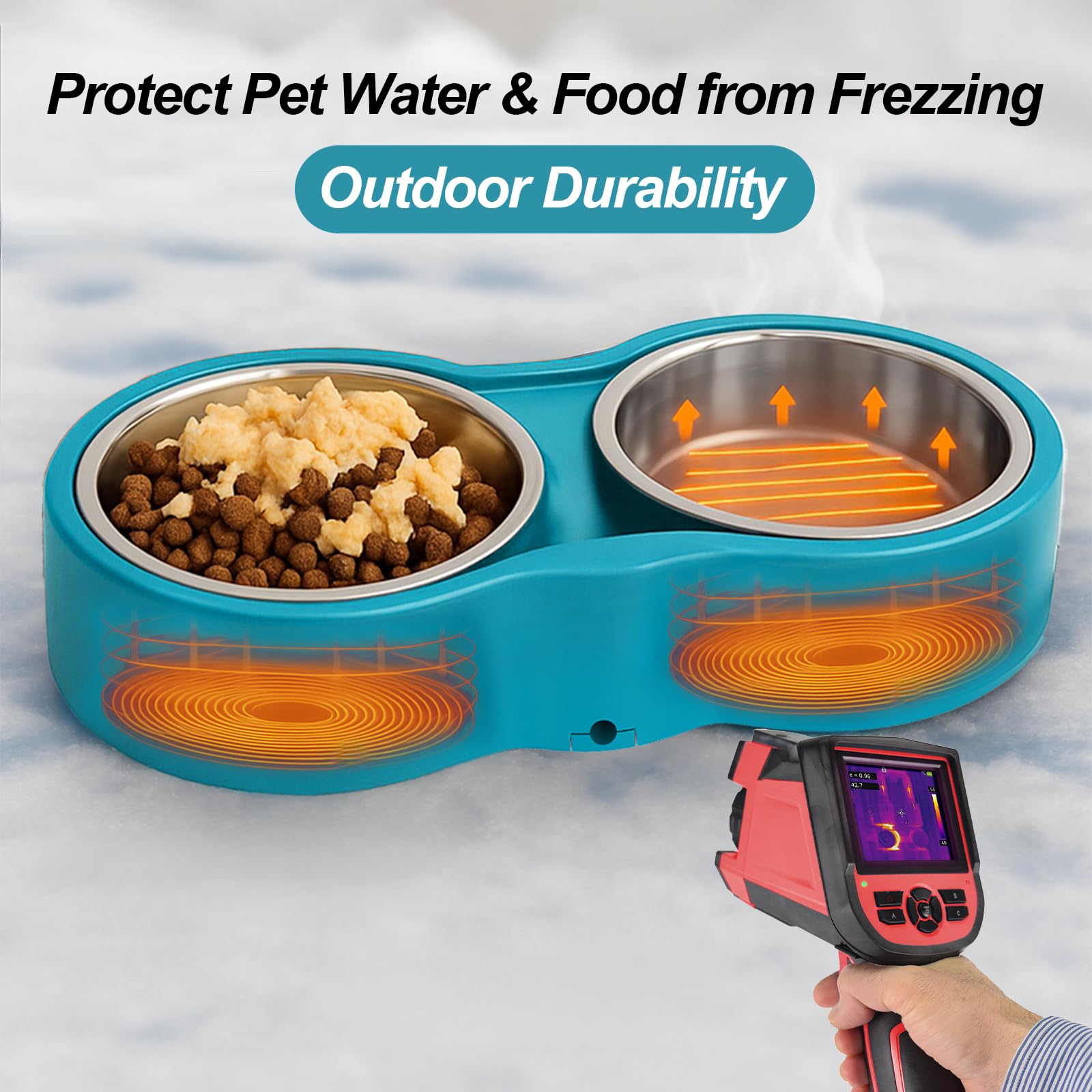 AWLYLNLL double stainless steel bowls highlight easy cleaning and healthy feeding.