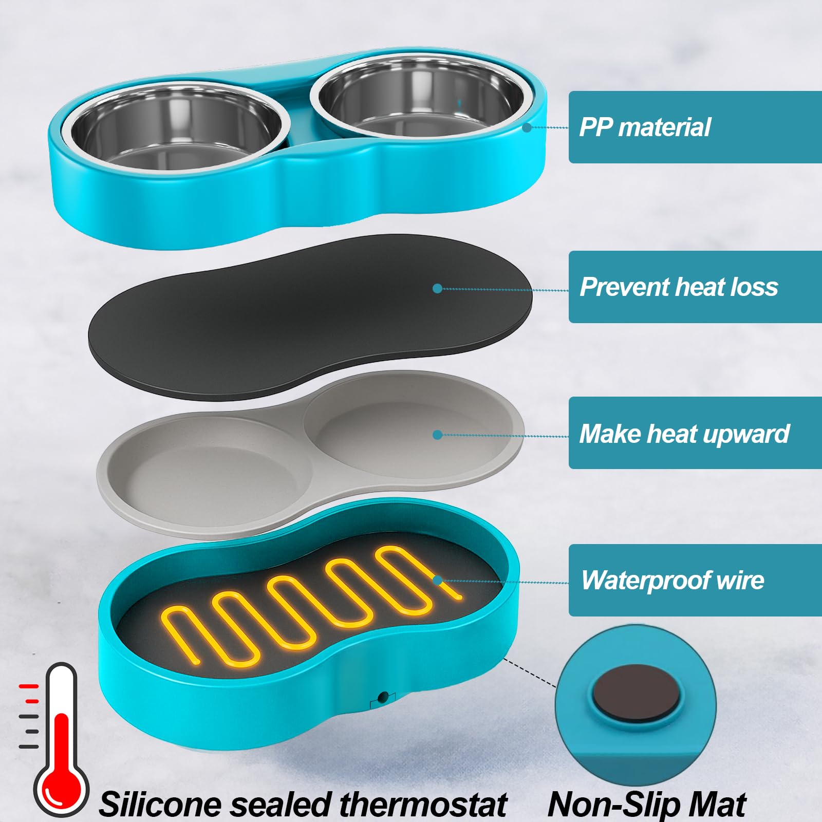 AWLYLNLL 30W energy-efficient heater provides steady warmth in cold weather.