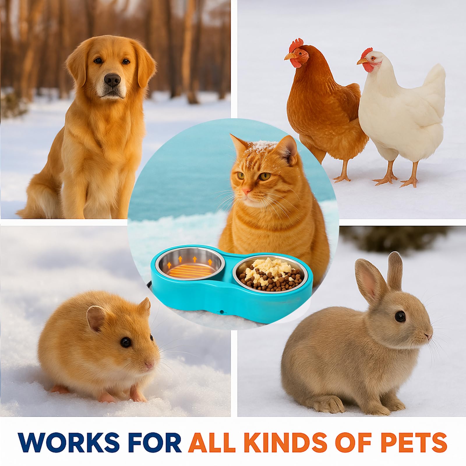 AWLYLNLL removable stainless steel bowls for quick cleanup and hygiene.