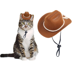 AWOCAN dog cowboy hat brown-style3 small with adjustable fit for photos.