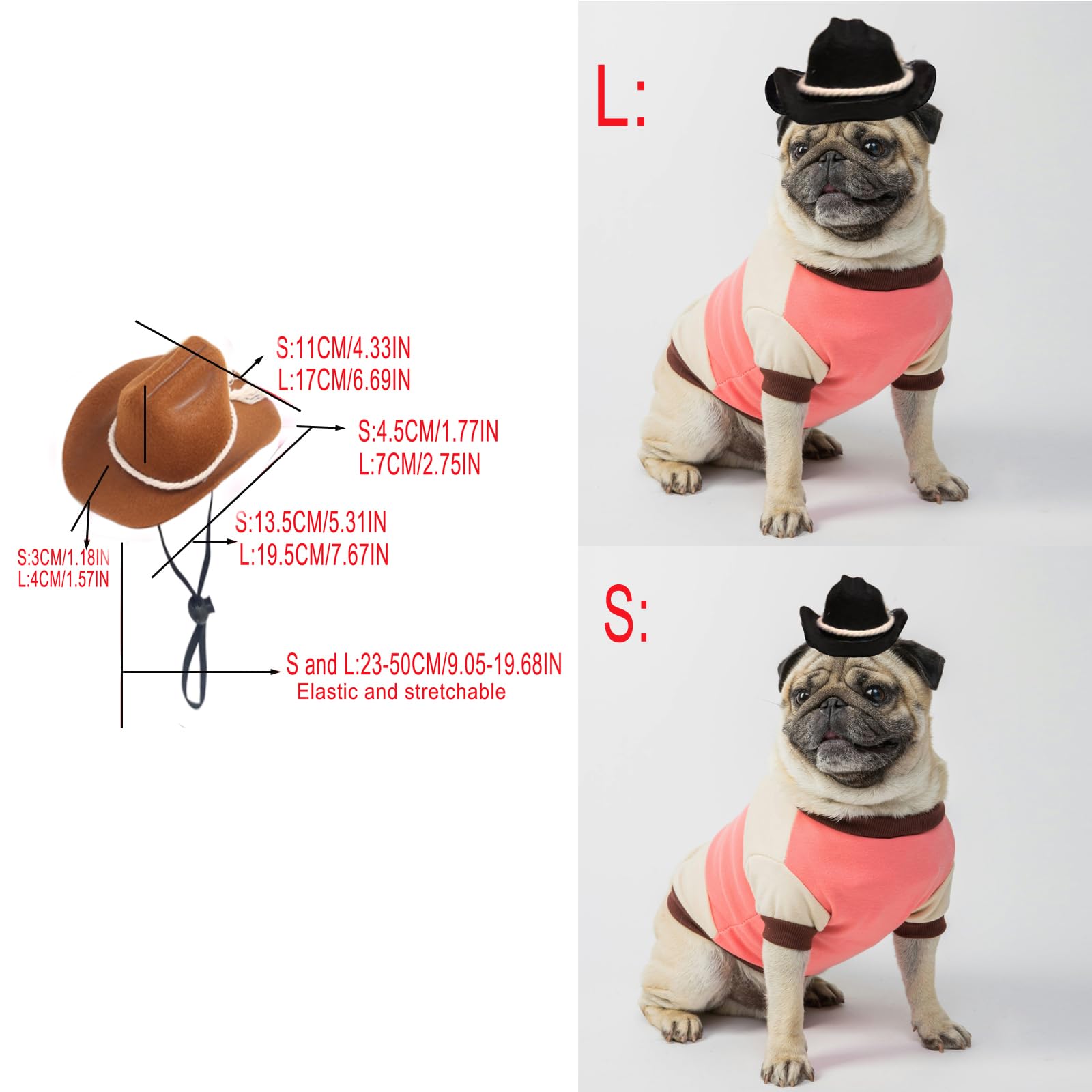 AWOCAN mini cowboy hat with chin strap supports pets during parties.
