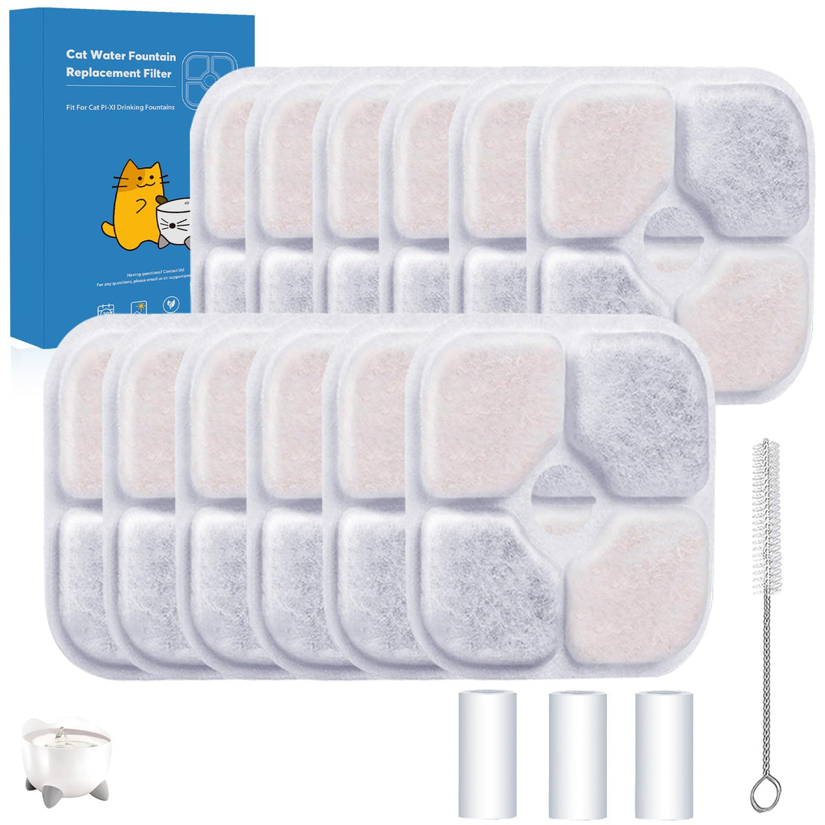 AWoHH 12-pack cat fountain filter compatible with Catit PIXI keeps drinking water fresh