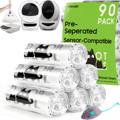 AWoHH 90-pack cat litter box bags, packaged for quick restocking and tidy disposal.