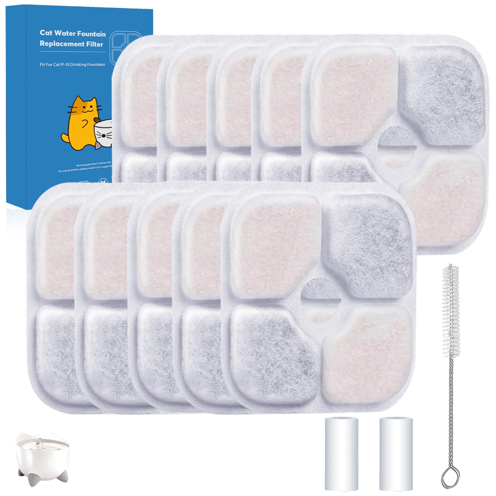 AWoHH 9-pack cat fountain filter kit for Catit PIXI maintenance