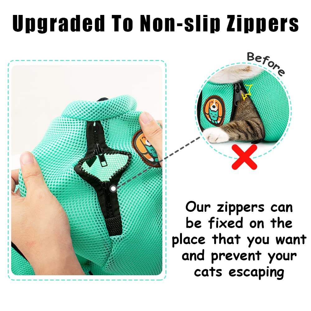 AWOOF cat grooming bag size adjustable fits small to large cats.