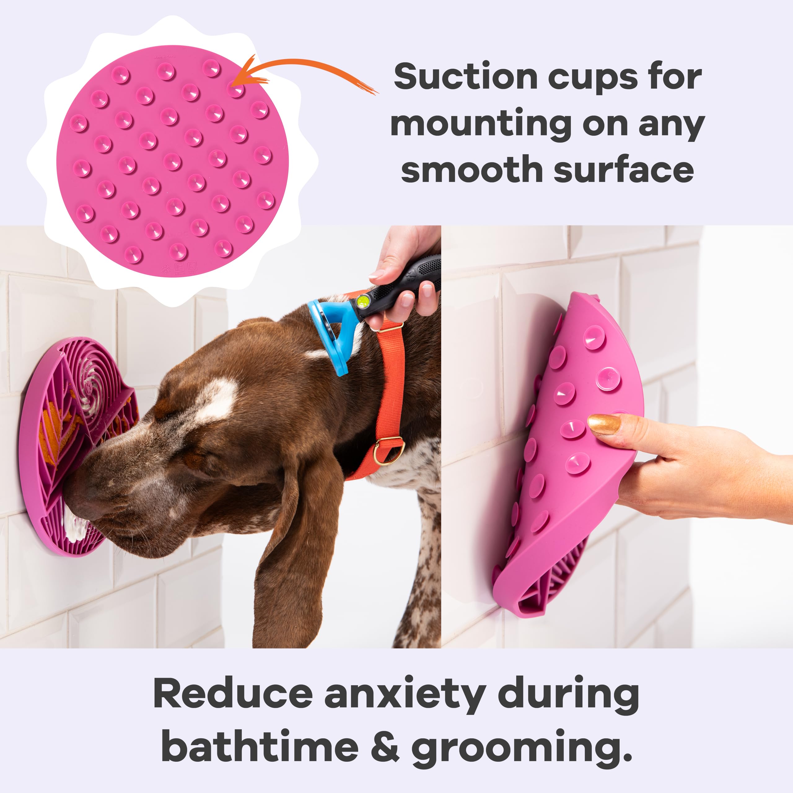 Awoo Paradise suction cups secure the mat on floors during feeding.