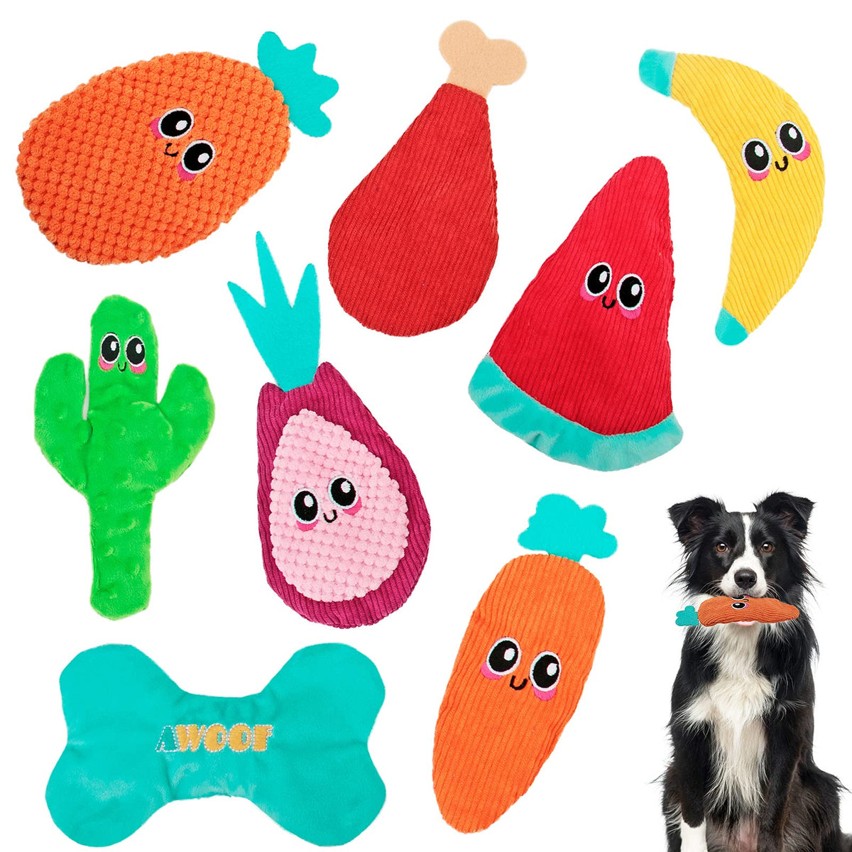 AWOOF no-stuffing dog toy pack animal illustration for interactive play and bonding