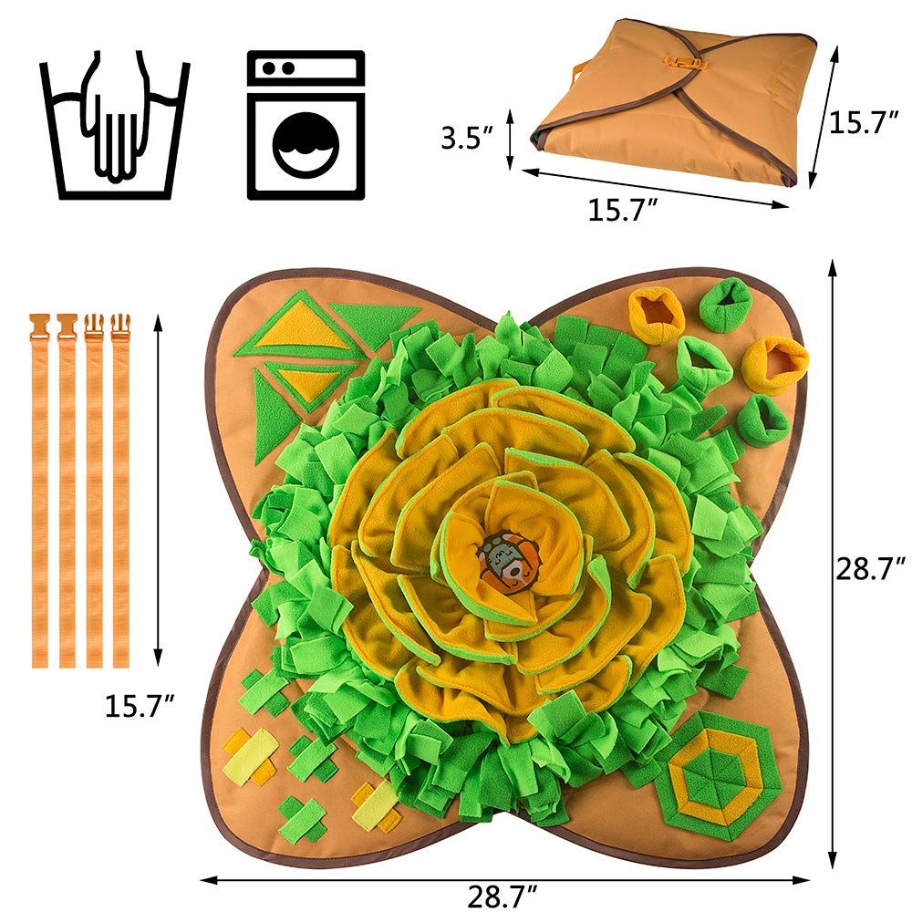 AWOOOF Snuffle Mat cotton-stitch petals resist tearing for durable play.