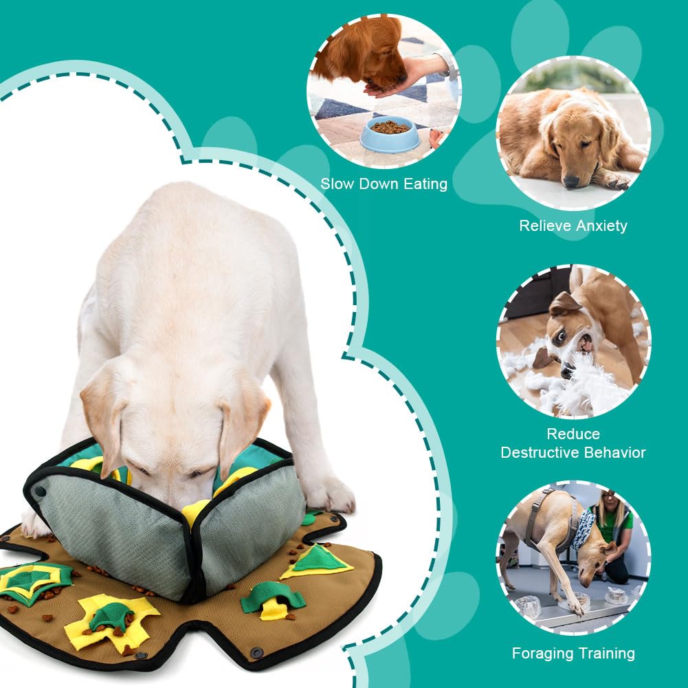 AWOOOF Snuffle Mat petal detail reveals hidden food points for exploration.