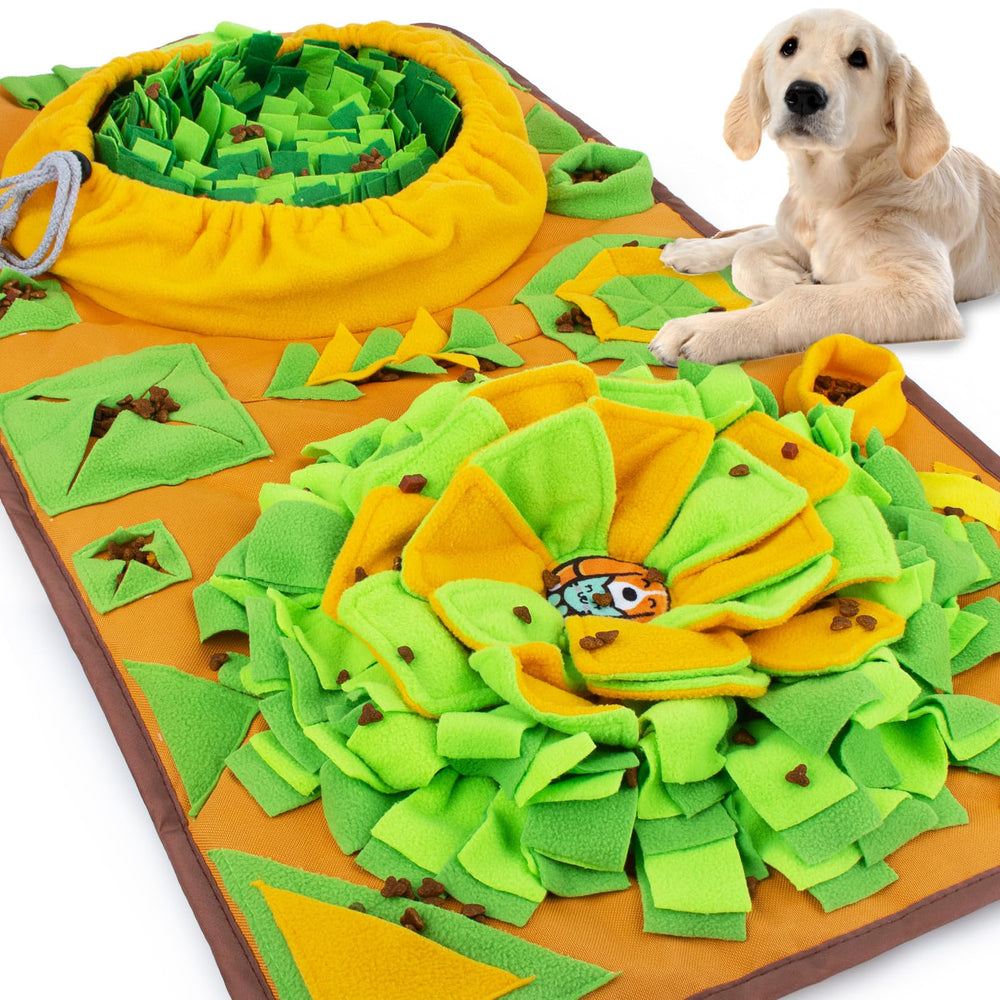 AWOOOF snuffle mat close-up highlighting soft felt blades for slow feeding and scent work