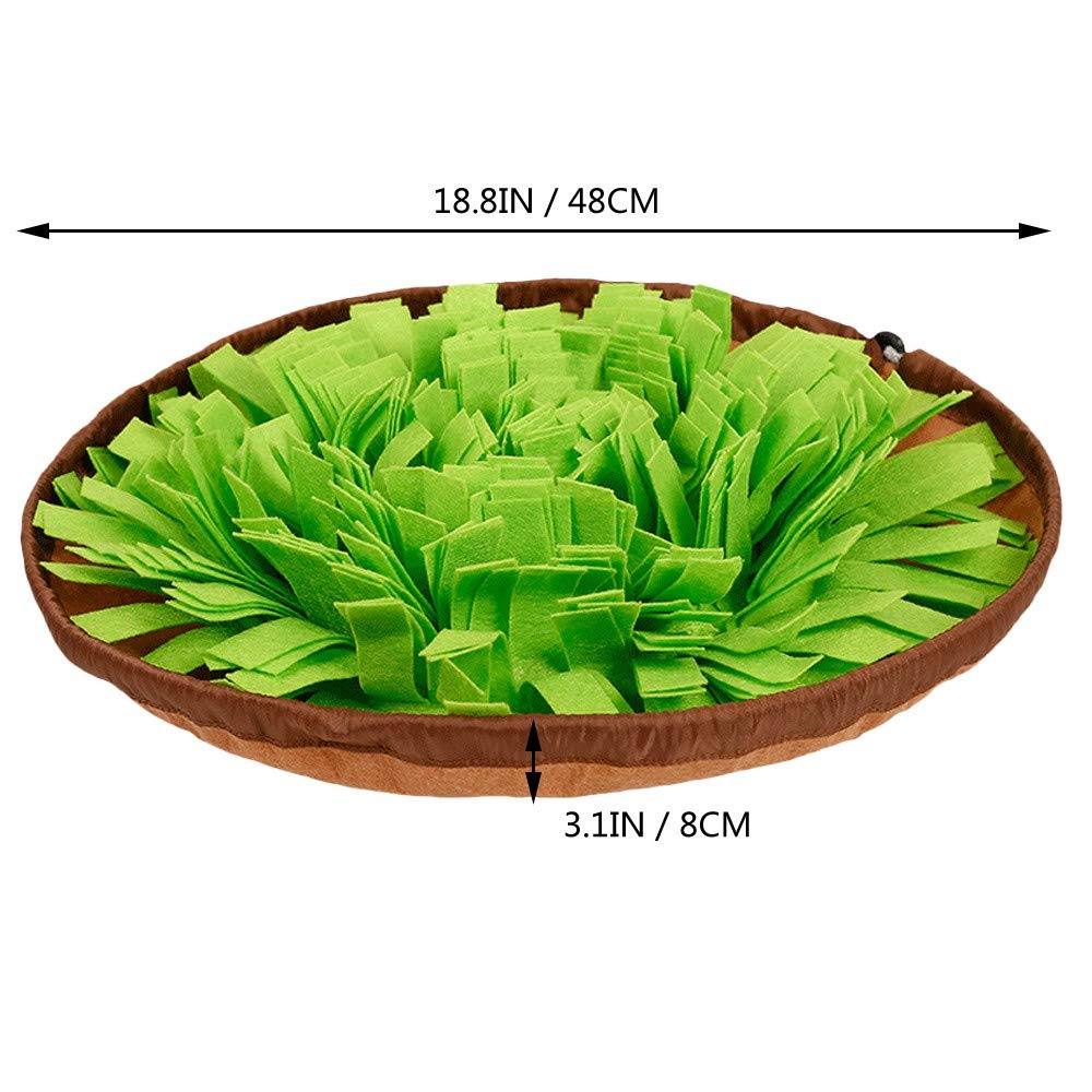 AWOOOF snuffle mat in travel car seat illustrating compact and portable design