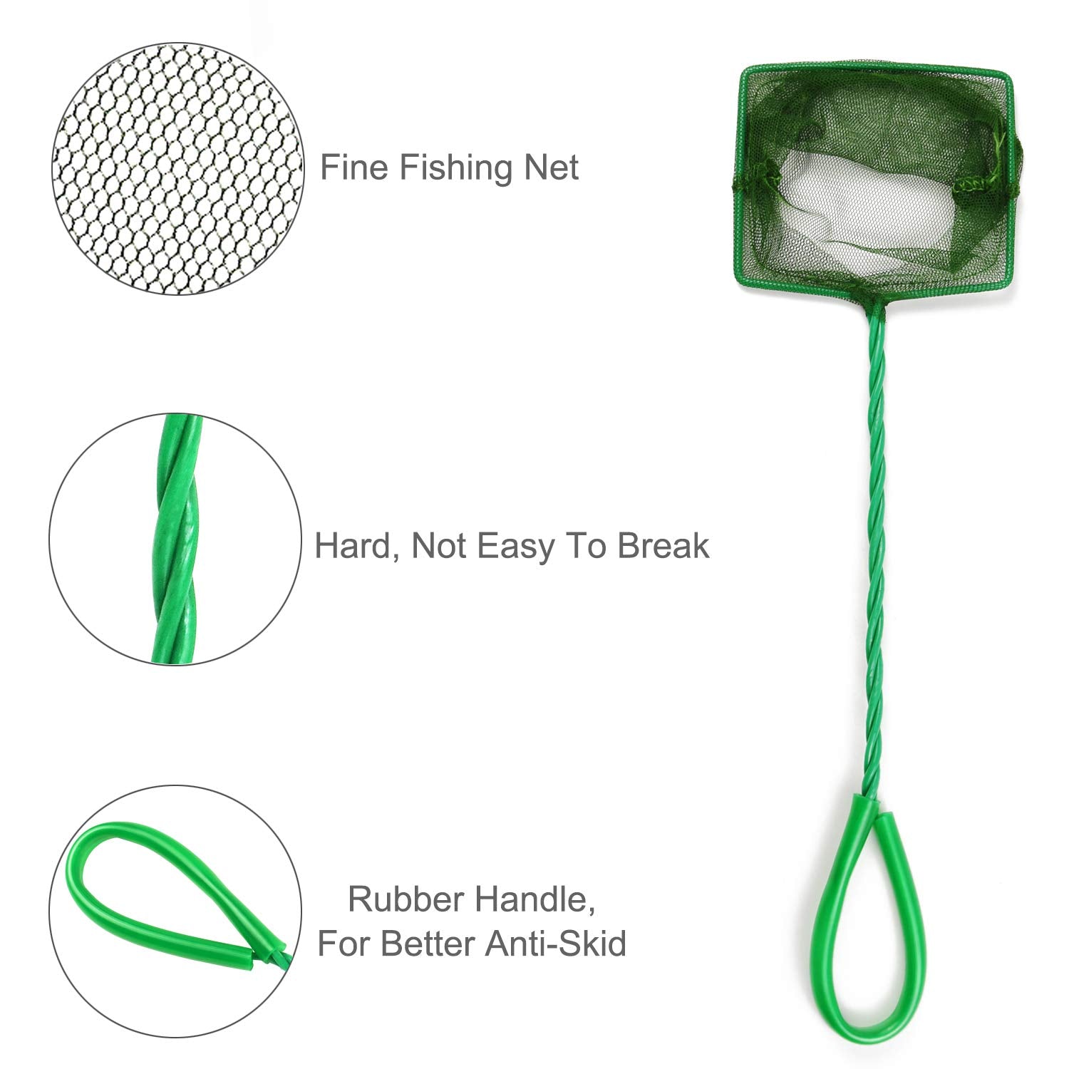 Awpeye nylon mesh net green closeup highlights lightweight design for easy, stress-free catching during tank cleaning