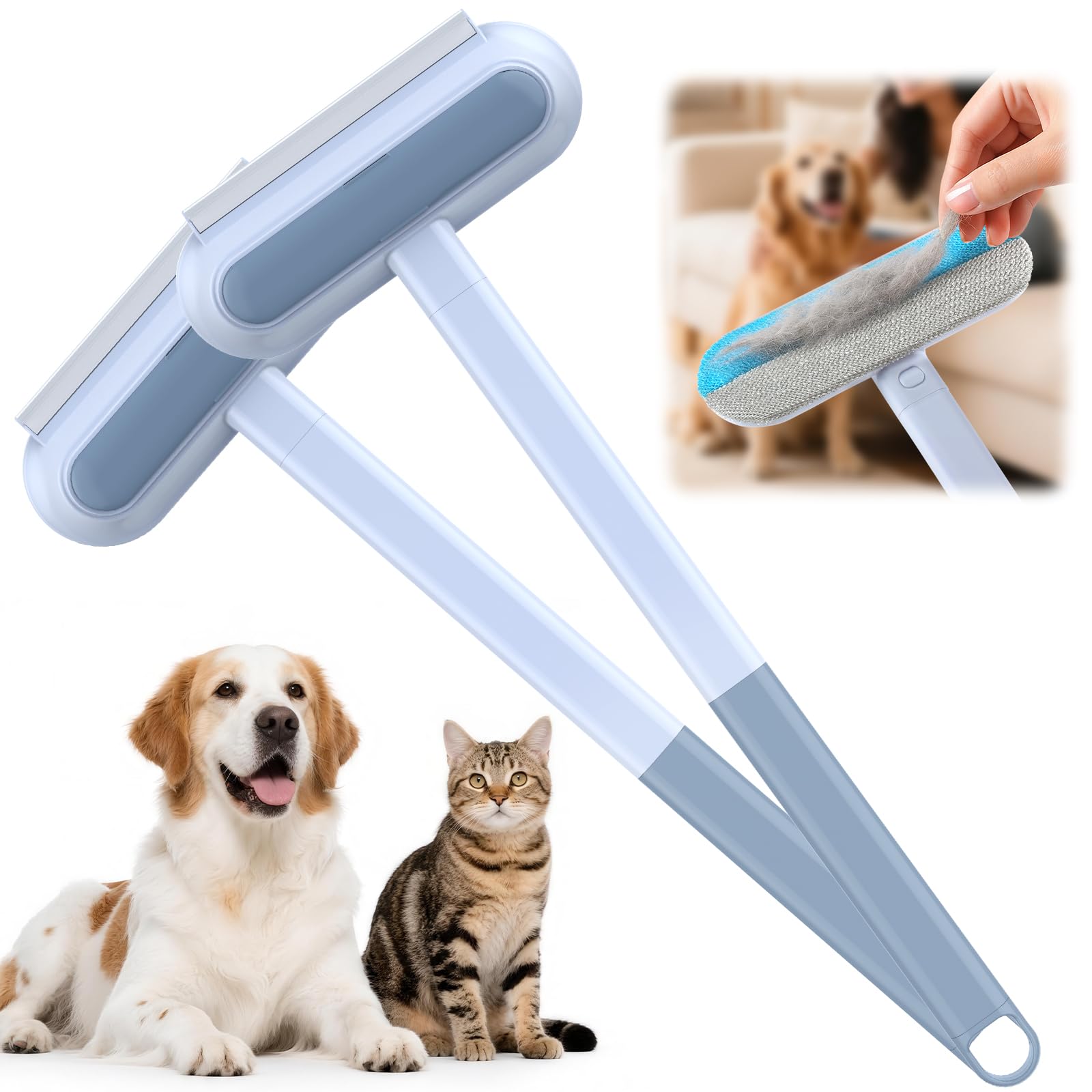 awrose 2-pack pet hair removal tool with wide head for quick on-furniture cleanups
