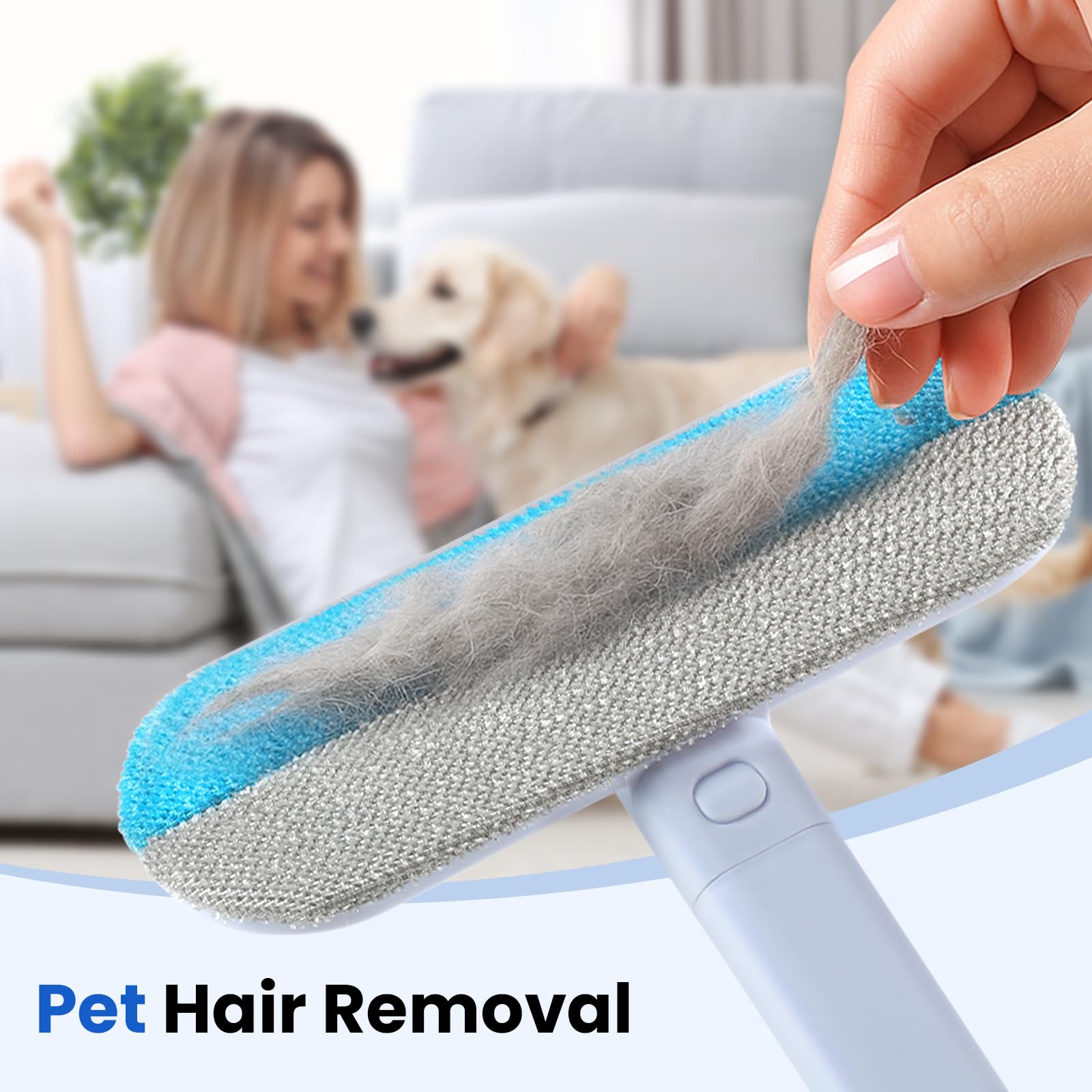 awrose extendable handle pet hair remover demonstrating reach under furniture for thorough cleaning