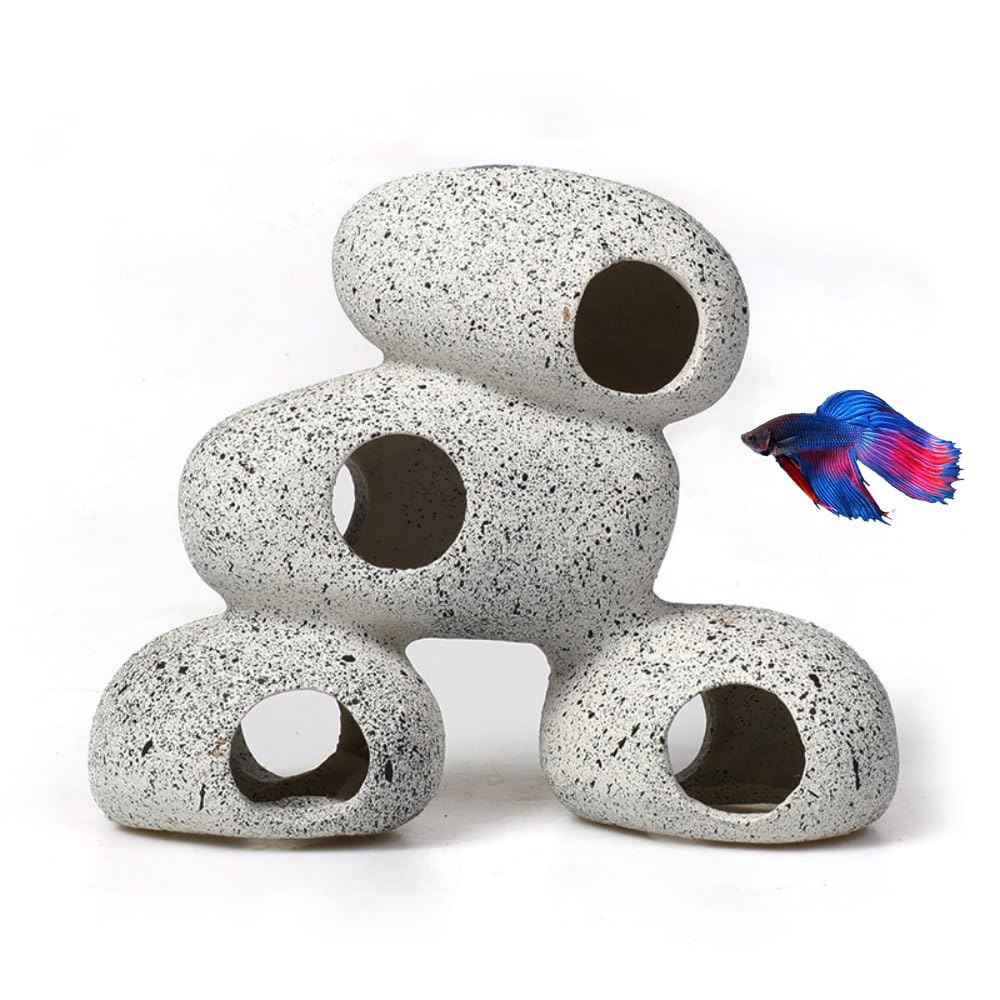 AWXZOM aquarium rock decor resin provides natural hiding space for small fish