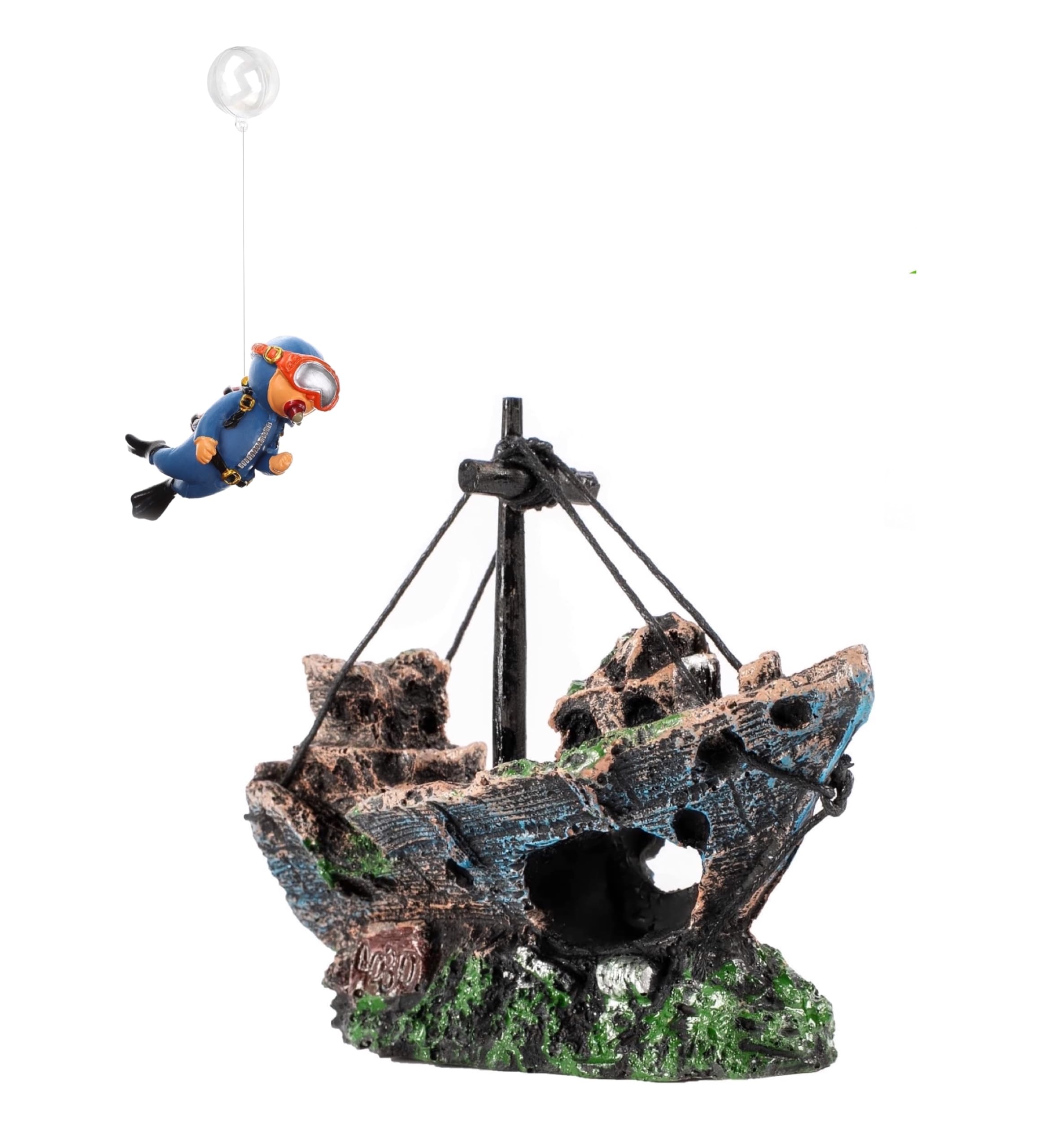 AWXZOM shipwreck aquarium decoration adds realistic underwater scenery to small tanks.