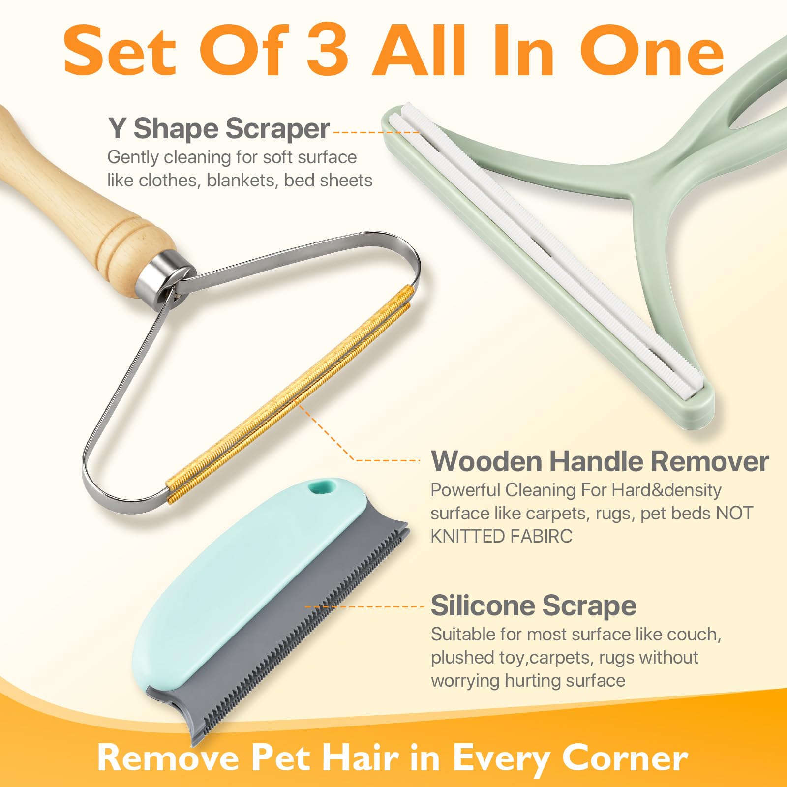 AXEGY car-seat clean-up tool removes pet fur from upholstery and seats.